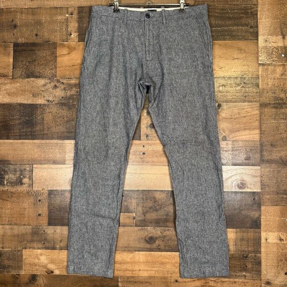 J. Crew Stretch Men's Size 33x32 Gray Relaxed Fit Dress Flat Front Pants - Picture 1 of 11
